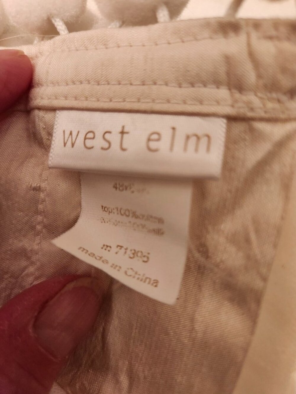 West Elm Ivory Pom Pom Trim Curtains- Boho Chic